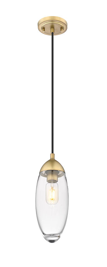 Z-Lite Arden 5" 1-Light Rubbed Brass Pendant Light With Clear Glass Shade