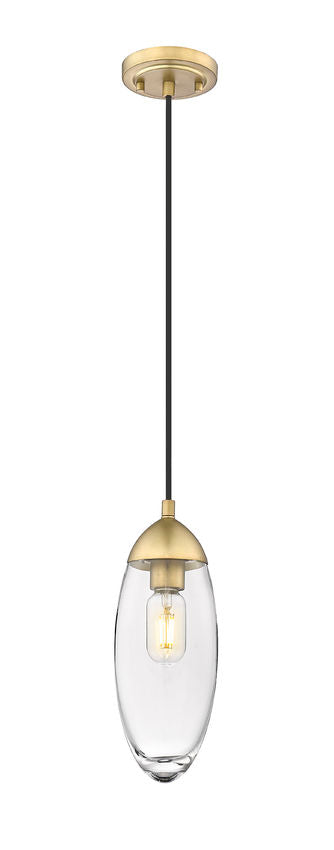 Z-Lite Arden 5" 1-Light Rubbed Brass Pendant Light With Clear Glass Shade
