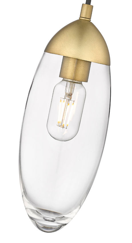 Z-Lite Arden 5" 1-Light Rubbed Brass Pendant Light With Clear Glass Shade