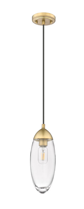 Z-Lite Arden 5" 1-Light Rubbed Brass Pendant Light With Clear Glass Shade