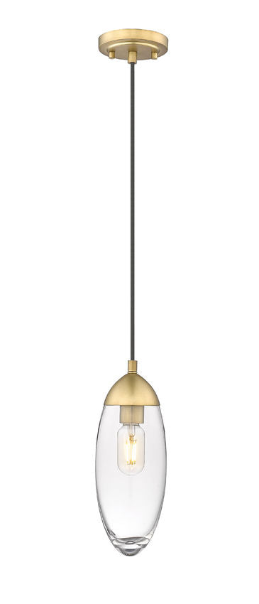 Z-Lite Arden 5" 1-Light Rubbed Brass Pendant Light With Clear Glass Shade