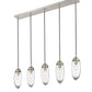 Z-Lite Arden 5" 5-Light Brushed Nickel Steel Clear Glass Shade Linear Chandelier