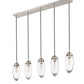 Z-Lite Arden 5" 5-Light Brushed Nickel Steel Clear Glass Shade Linear Chandelier