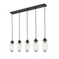 Z-Lite Arden 5" 5-Light Matte Black Steel Clear Glass Shade Linear Chandelier