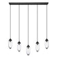 Z-Lite Arden 5" 5-Light Matte Black Steel Clear Glass Shade Linear Chandelier