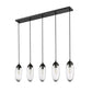 Z-Lite Arden 5" 5-Light Matte Black Steel Clear Glass Shade Linear Chandelier