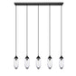 Z-Lite Arden 5" 5-Light Matte Black Steel Clear Glass Shade Linear Chandelier