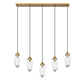 Z-Lite Arden 5" 5-Light Rubbed Brass Steel Clear Glass Shade Linear Chandelier