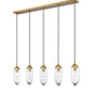 Z-Lite Arden 5" 5-Light Rubbed Brass Steel Clear Glass Shade Linear Chandelier