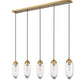 Z-Lite Arden 5" 5-Light Rubbed Brass Steel Clear Glass Shade Linear Chandelier