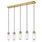 Z-Lite Arden 5" 5-Light Rubbed Brass Steel Clear Glass Shade Linear Chandelier