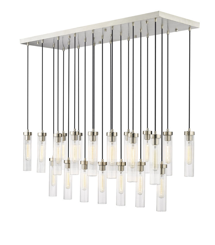 Z-Lite Arden 54" 23-Light Brushed Nickel Steel Clear Glass Shade Linear Chandelier