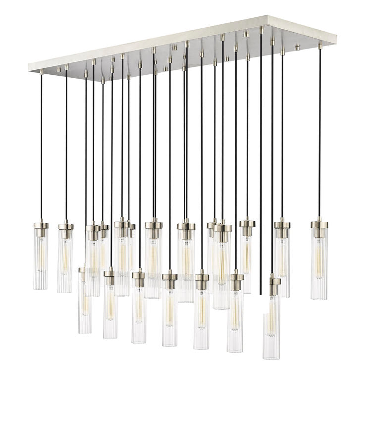 Z-Lite Arden 54" 23-Light Brushed Nickel Steel Clear Glass Shade Linear Chandelier