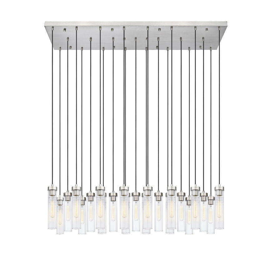 Z-Lite Arden 54" 23-Light Brushed Nickel Steel Clear Glass Shade Linear Chandelier