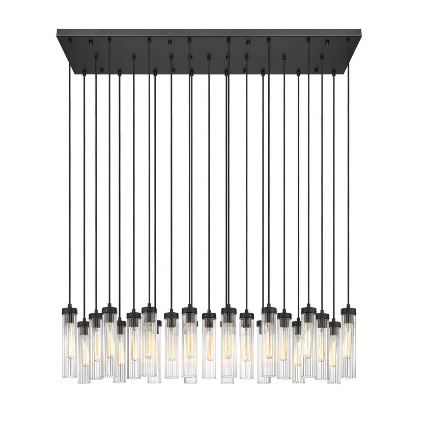 Z-Lite Arden 54" 23-Light Matte Black Steel Clear Glass Shade Linear Chandelier