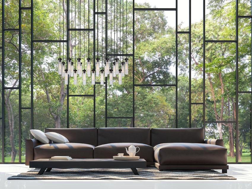 Z-Lite Arden 54" 23-Light Matte Black Steel Clear Glass Shade Linear Chandelier