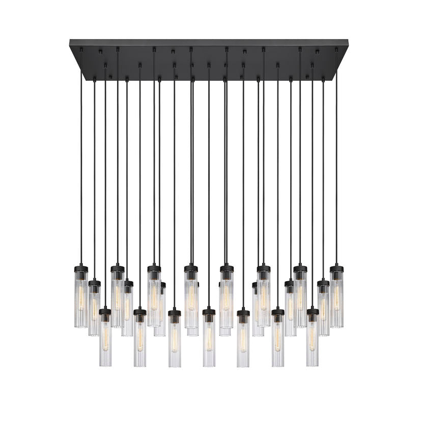 Z-Lite Arden 54" 23-Light Matte Black Steel Clear Glass Shade Linear Chandelier