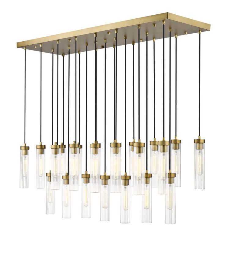 Z-Lite Arden 54" 23-Light Rubbed Brass Steel Clear Glass Shade Linear Chandelier