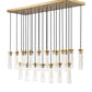 Z-Lite Arden 54" 23-Light Rubbed Brass Steel Clear Glass Shade Linear Chandelier