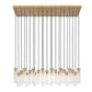 Z-Lite Arden 54" 23-Light Rubbed Brass Steel Clear Glass Shade Linear Chandelier