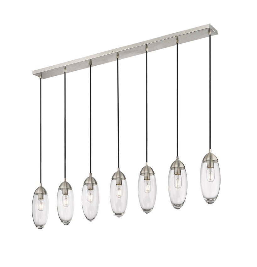 Z-Lite Arden 54" 7-Light Brushed Nickel Steel Clear Glass Shade Linear Chandelier