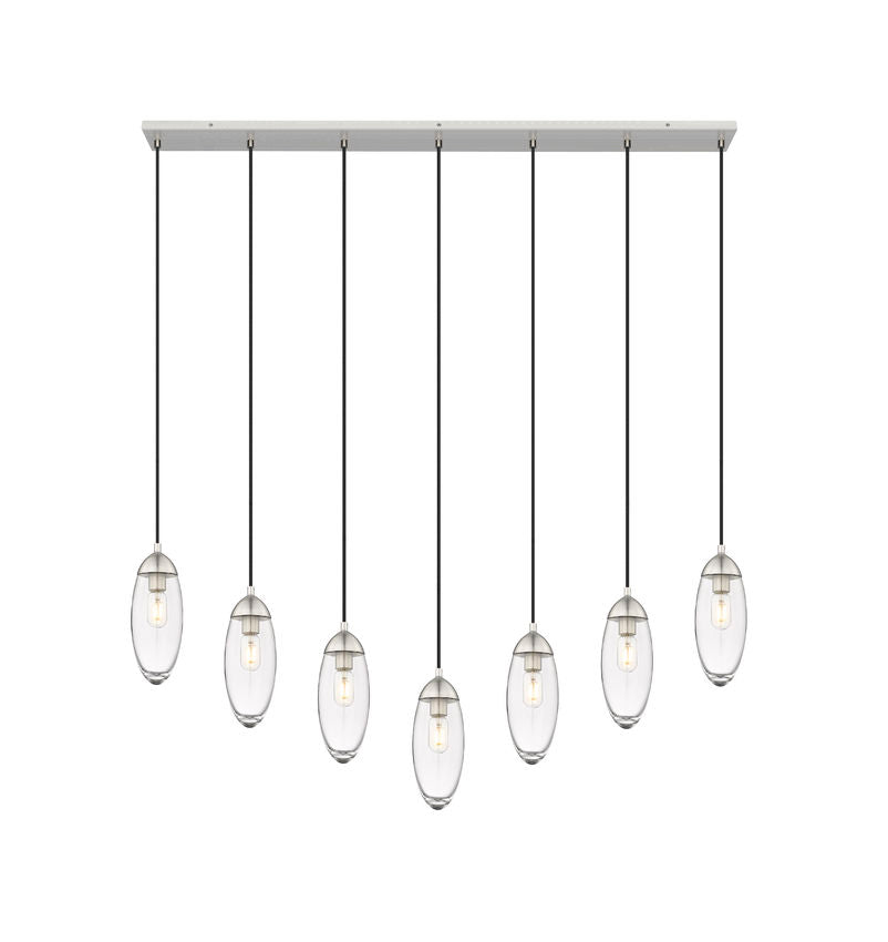 Z-Lite Arden 54" 7-Light Brushed Nickel Steel Clear Glass Shade Linear Chandelier