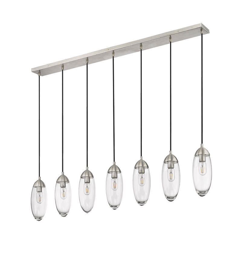 Z-Lite Arden 54" 7-Light Brushed Nickel Steel Clear Glass Shade Linear Chandelier