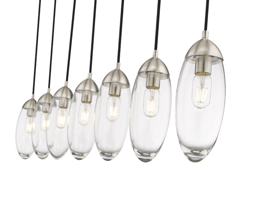 Z-Lite Arden 54" 7-Light Brushed Nickel Steel Clear Glass Shade Linear Chandelier
