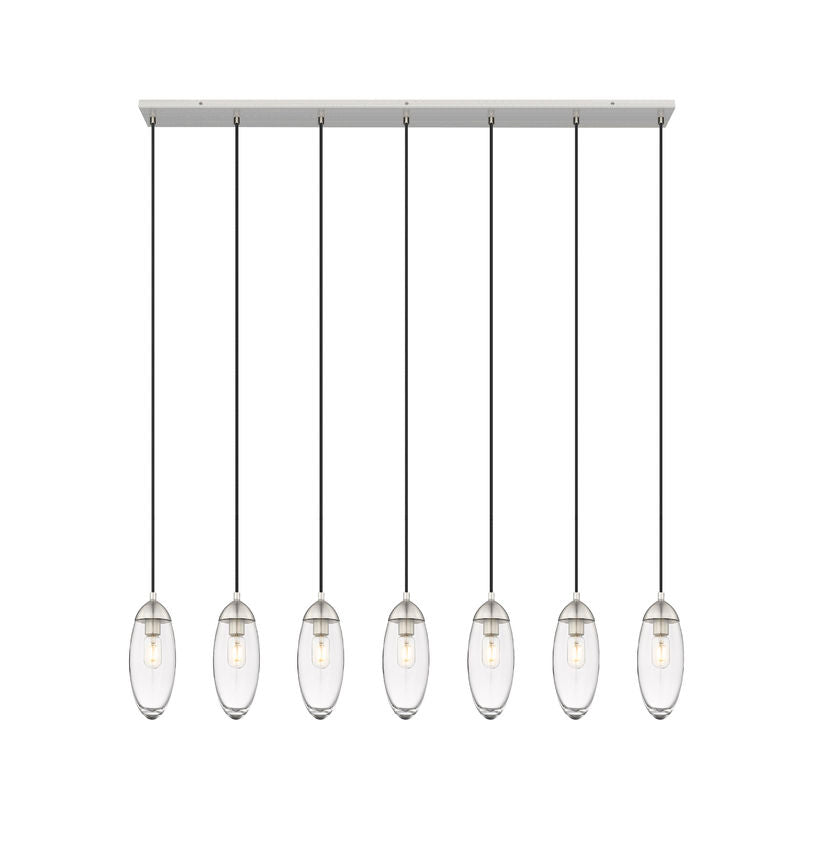 Z-Lite Arden 54" 7-Light Brushed Nickel Steel Clear Glass Shade Linear Chandelier