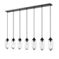 Z-Lite Arden 54" 7-Light Matte Black Steel Clear Glass Shade Linear Chandelier