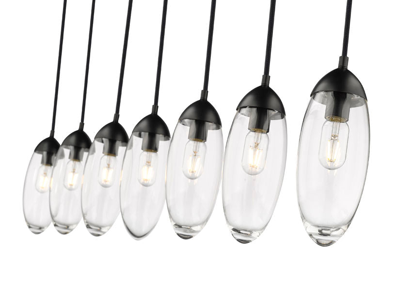 Z-Lite Arden 54" 7-Light Matte Black Steel Clear Glass Shade Linear Chandelier