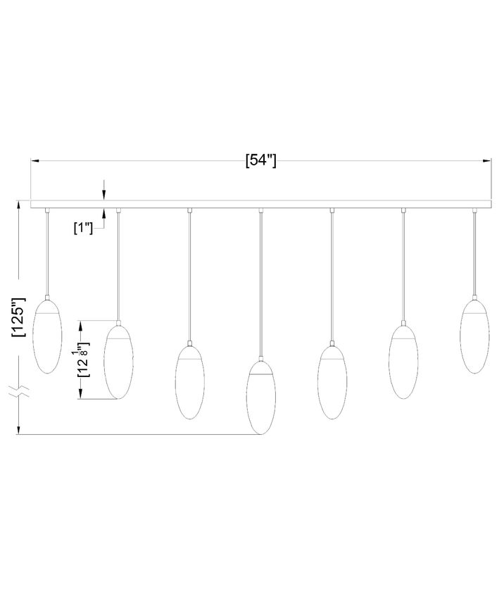Z-Lite Arden 54" 7-Light Matte Black Steel Clear Glass Shade Linear Chandelier