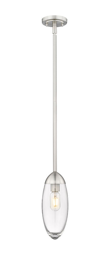 Z-Lite Arden 651P-ROD-BN 5" 1-Light Brushed Nickel Iron Frame Clear Glass Shade Pendant Lighting
