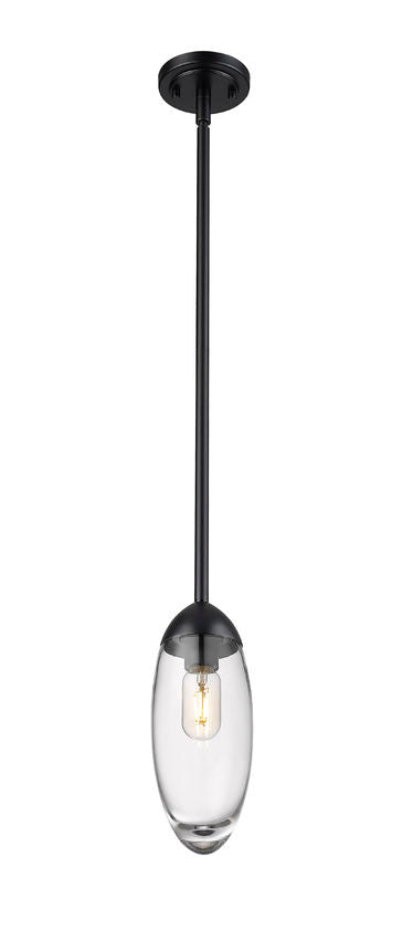 Z-Lite Arden 651P-ROD-MB 5" 1-Light Matte Black Iron Frame Clear Glass Shade Pendant Lighting
