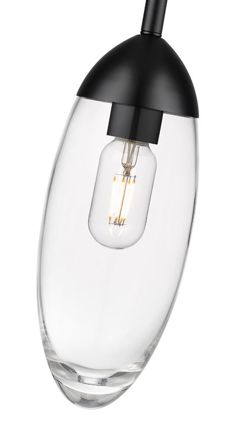 Z-Lite Arden 651P-ROD-MB 5" 1-Light Matte Black Iron Frame Clear Glass Shade Pendant Lighting
