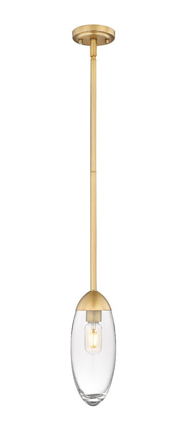 Z-Lite Arden 651P-ROD-RB 5" 1-Light Rubbed Brass Iron Frame Clear Glass Shade Pendant Lighting