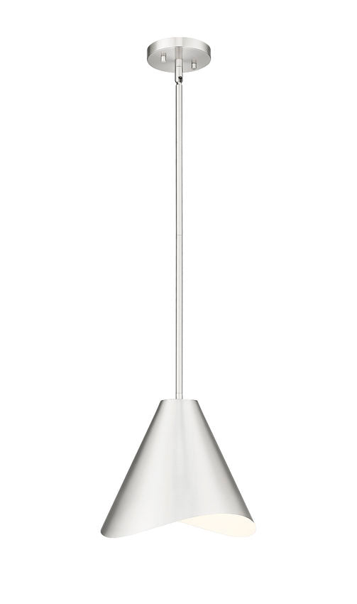 Z-Lite Aria 12" 1-Light Medium Brushed Nickel Steel Inner White Shade Pendant Lighting