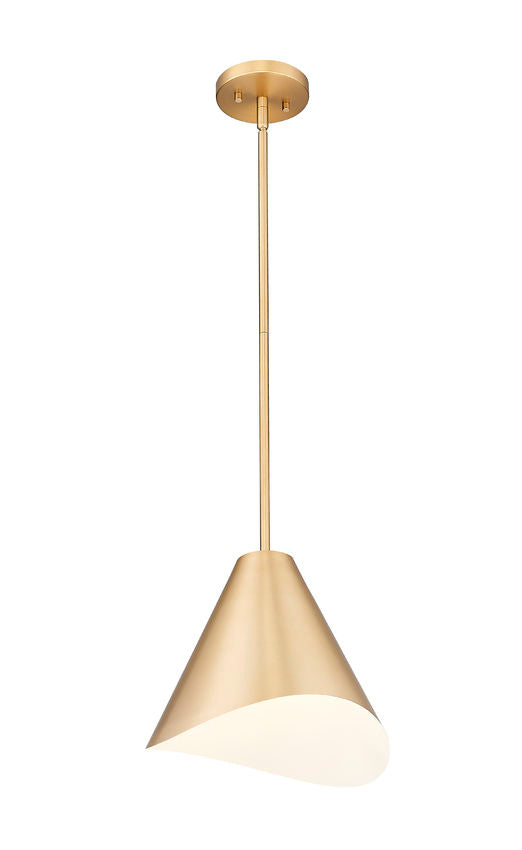 Z-Lite Aria 12" 1-Light Medium Modern Gold Steel Inner White Shade Pendant Lighting
