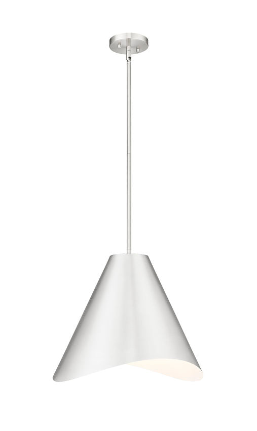 Z-Lite Aria 18" 1-Light Medium Brushed Nickel Steel Inner White Shade Pendant Lighting