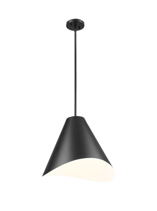 Z-Lite Aria 18" 1-Light Medium Matte Black Steel Inner White Shade Pendant Lighting