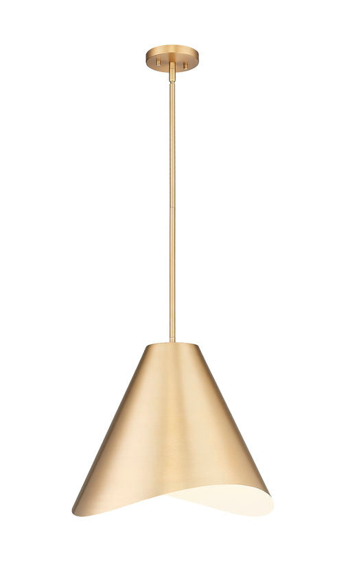 Z-Lite Aria 18" 1-Light Medium Modern Gold Steel Inner White Shade Pendant Lighting