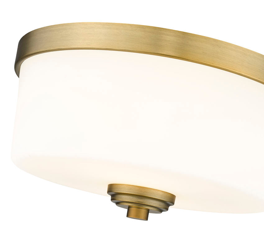 Z-Lite Arlington 13" 2-Light Heritage Brass Flush Mount Lighting With Etched White Glass Shade