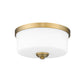 Z-Lite Arlington 13" 2-Light Heritage Brass Flush Mount Lighting With Etched White Glass Shade
