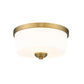 Z-Lite Arlington 13" 2-Light Heritage Brass Flush Mount Lighting With Etched White Glass Shade