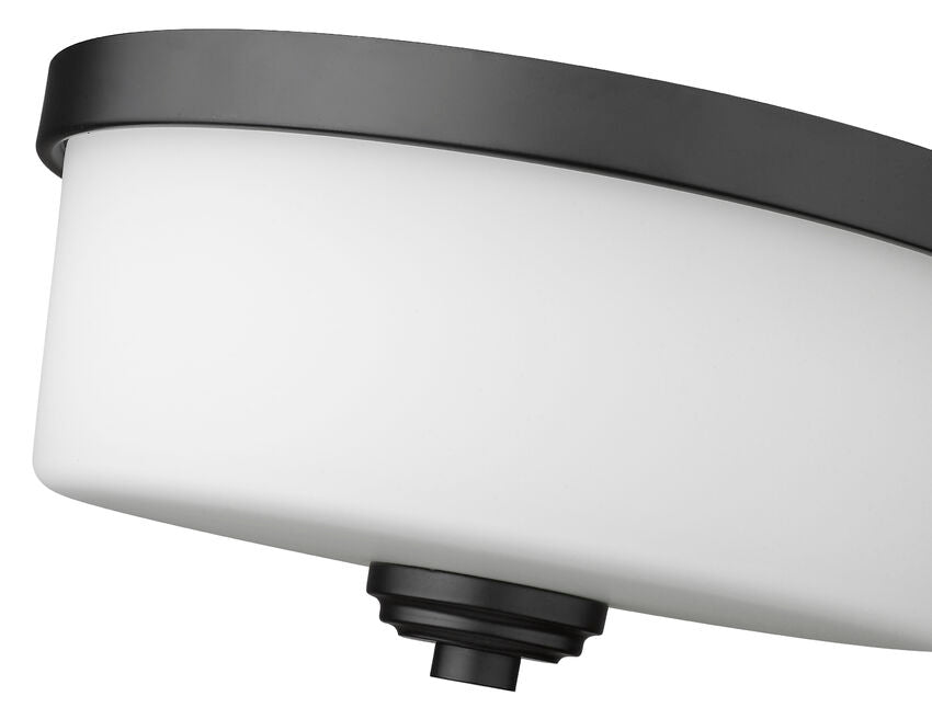 Z-Lite Arlington 13" 2-Light Matte Black Flush Mount Lighting With Matte Opal Glass Shade