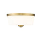 Z-Lite Arlington 14" 3-Light Heritage Brass Flush Mount Lighting With Etched White Glass Shade