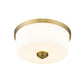 Z-Lite Arlington 14" 3-Light Heritage Brass Flush Mount Lighting With Etched White Glass Shade