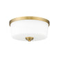 Z-Lite Arlington 14" 3-Light Heritage Brass Flush Mount Lighting With Etched White Glass Shade