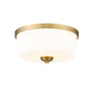 Z-Lite Arlington 14" 3-Light Heritage Brass Flush Mount Lighting With Etched White Glass Shade