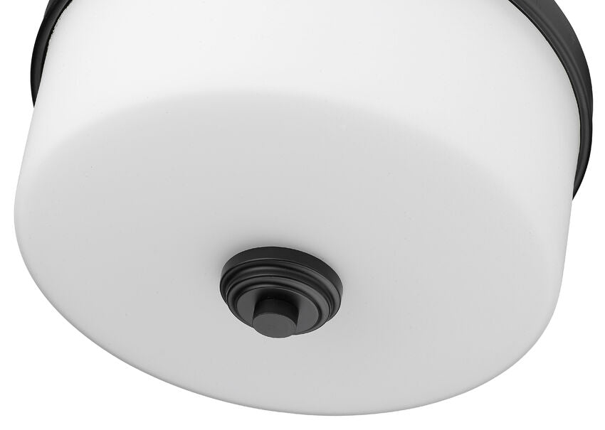 Z-Lite Arlington 14" 3-Light Matte Black Flush Mount Lighting With Matte Opal Glass Shade